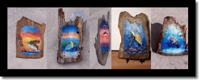 Hand painted driftwood